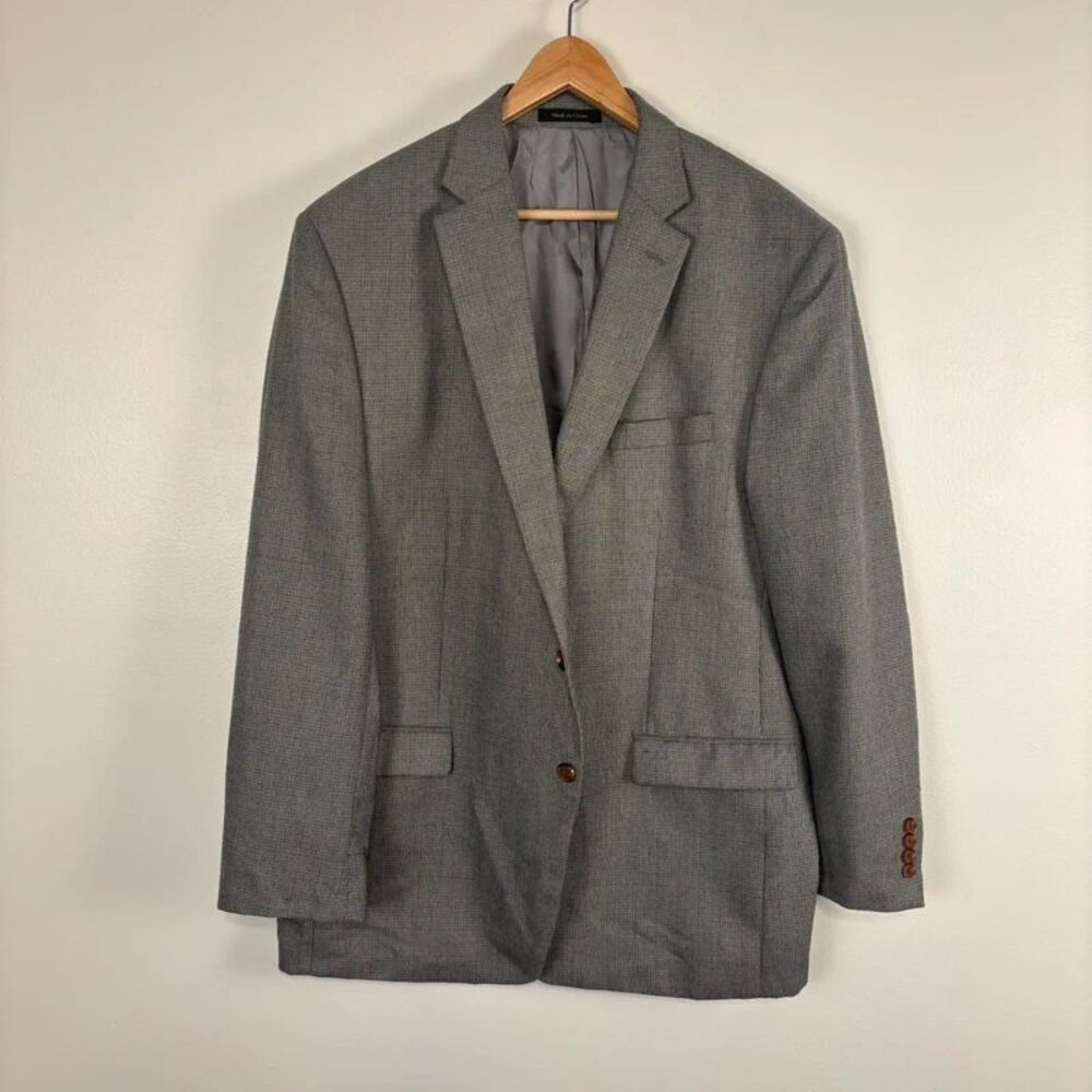 Lauren Ralph Lauren Mens Suit Jacket 48L Gray Check Blazer Sport Coat Long